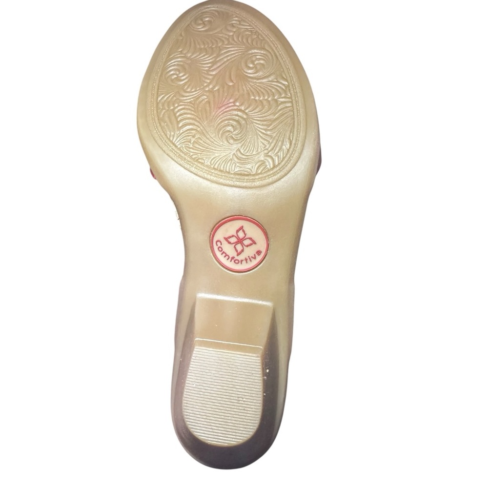 Comfortiva Pillowtop SZ 9 Leather Comfort Slingback Sandals Red Cutout 2” heel. - Picture 8 of 13